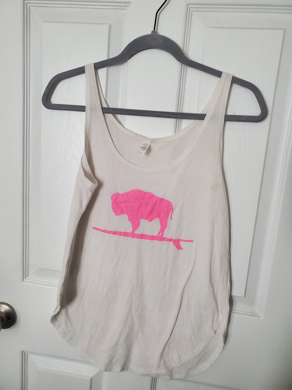 Women's White Tank Top with Pink Buffalo Graphic